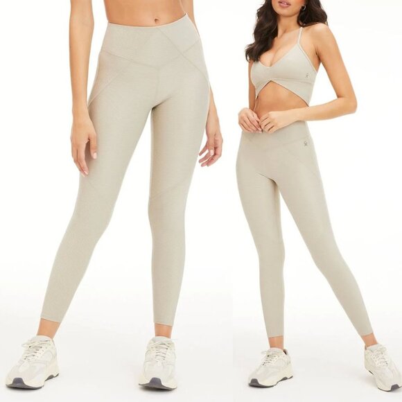 NEW Good American High Waist Angled Rib Leggings Summer Sand $99 Size 2 Medium - Picture 1 of 8